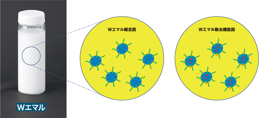 Wエマル概念図とWエマル除去機能図